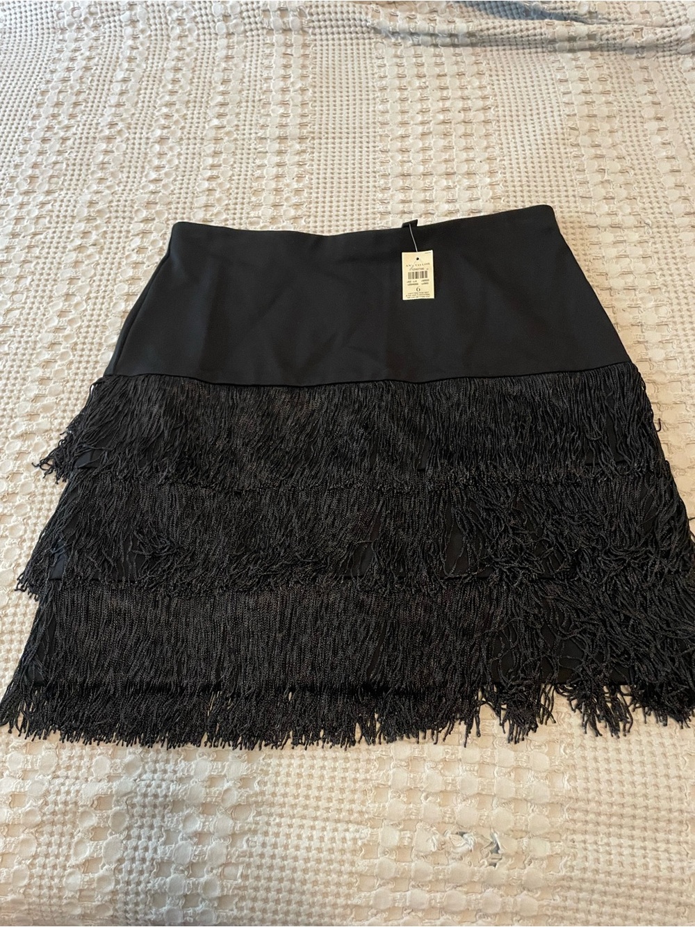 Ann Taylor Black Fringe Tiered Mini Skirt - Women - Picture 1 of 6